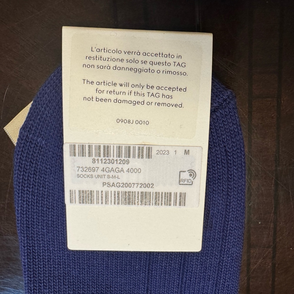 New Authentic Gucci Logo Socks Navy Size M - Picture 12 of 14